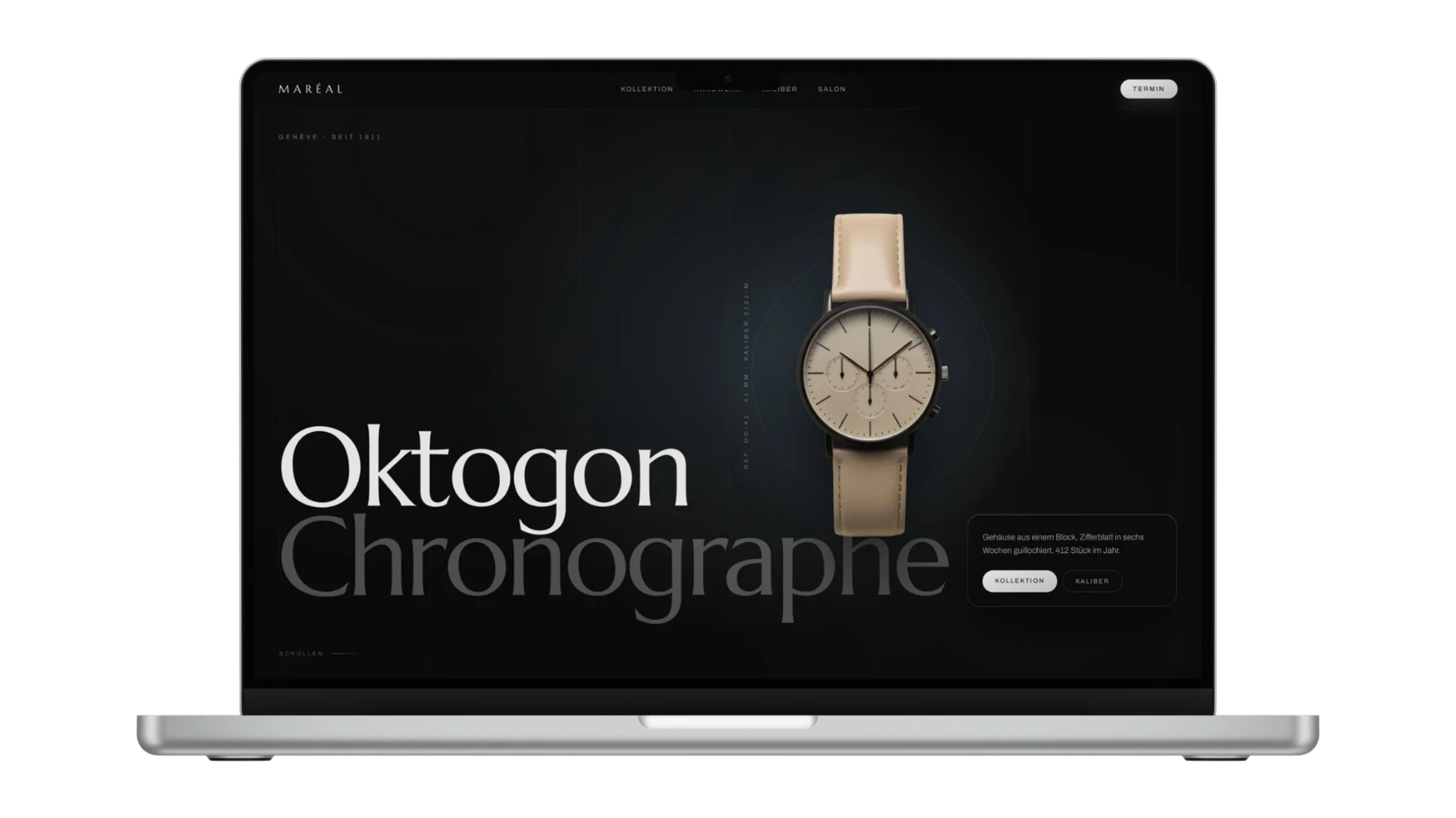 Weiteres Website-Beispiel, gezeigt auf einem MacBook