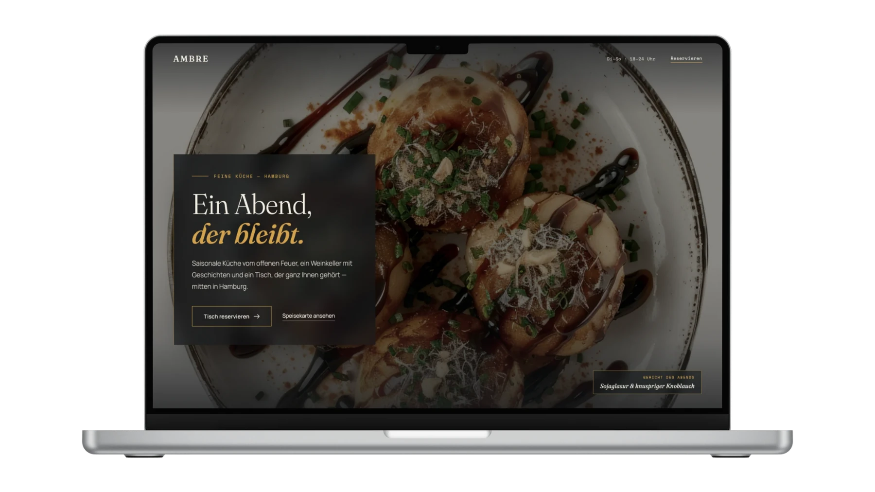 Weiteres Website-Beispiel, gezeigt auf einem MacBook