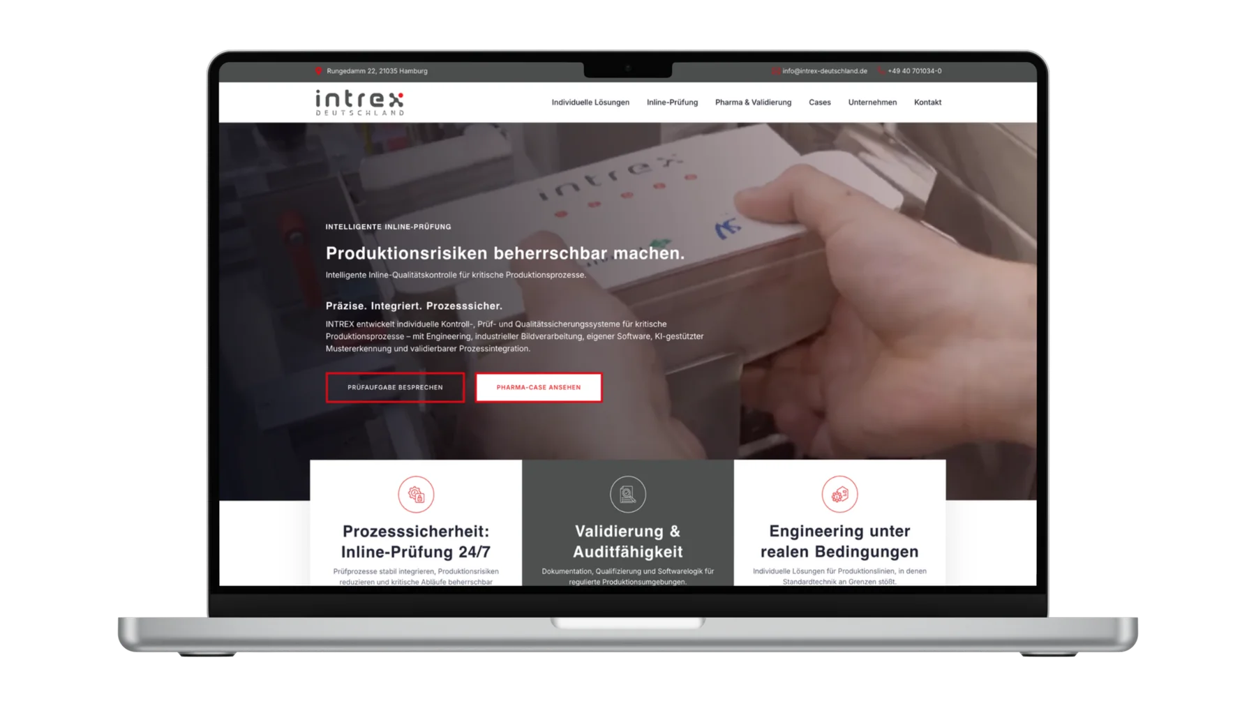 Weiteres Website-Beispiel, gezeigt auf einem MacBook