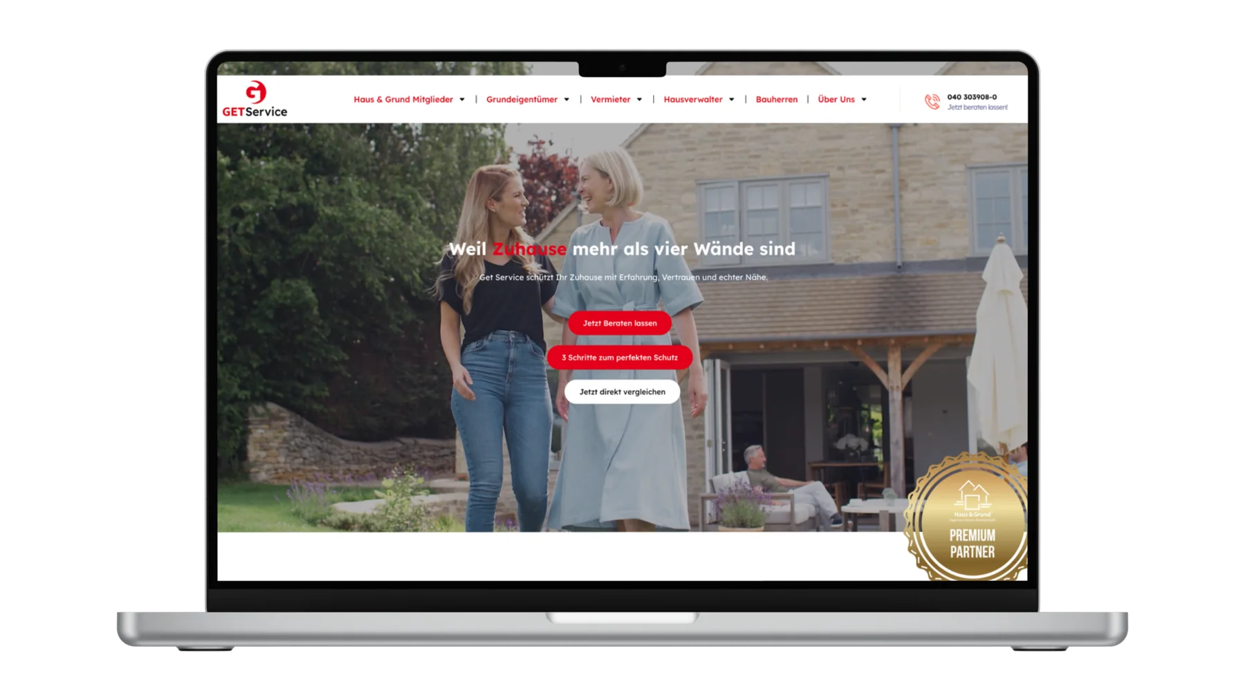 Weiteres Website-Beispiel, gezeigt auf einem MacBook